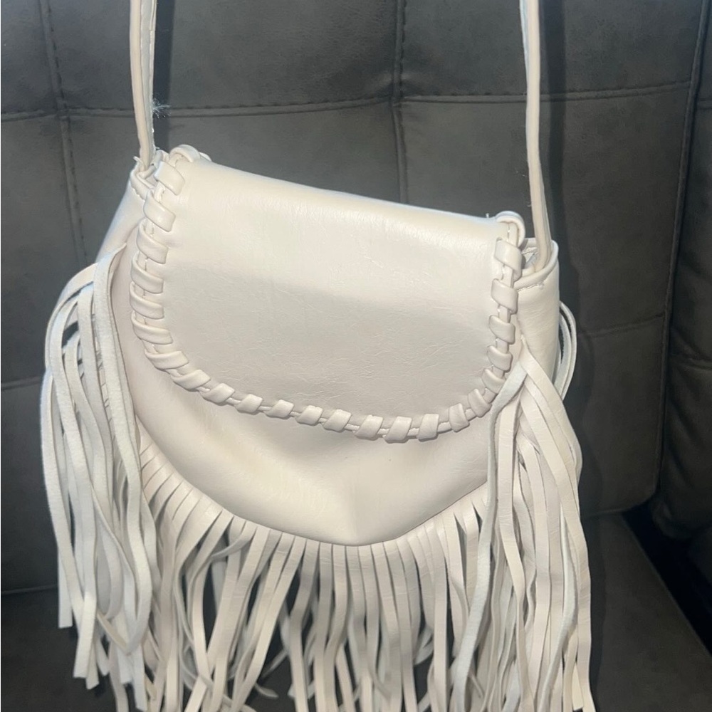 White mini Fringe Crossbody Bag - Women's Shoulder Purse